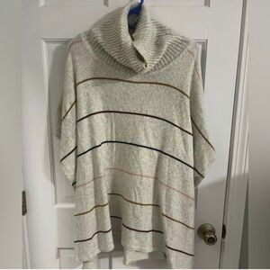 LOFT Multicolor Striped Cowl Neck Sweater